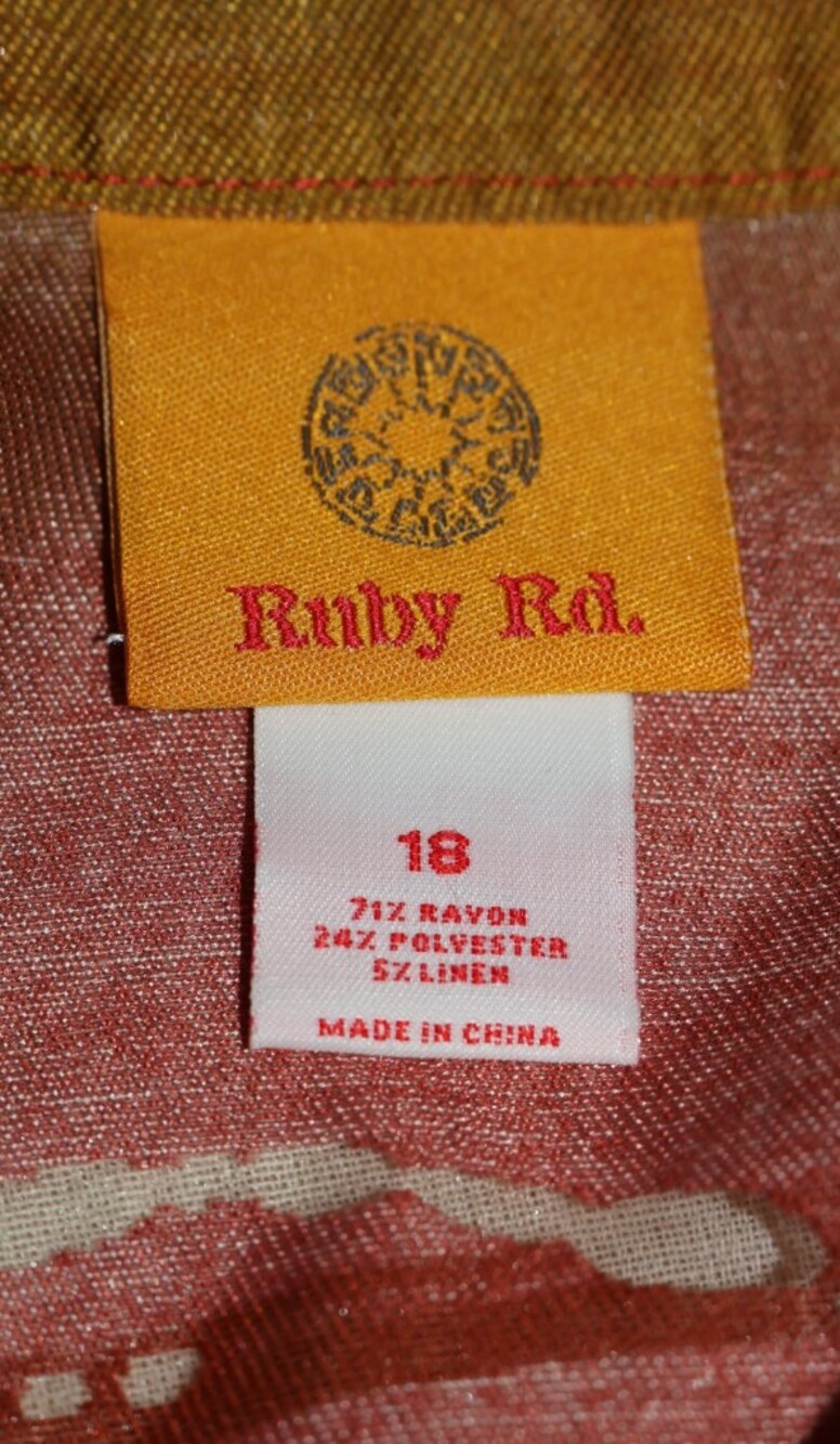 Ruby Rd. Earthy Sunset Gradient Patterned Button-Front Blouse. - Picture 13 of 14
